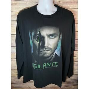 Arrow TV Series Vigilante Long Sleeve T‑Shirt – DC Comics Black Adult Men’s 2XL